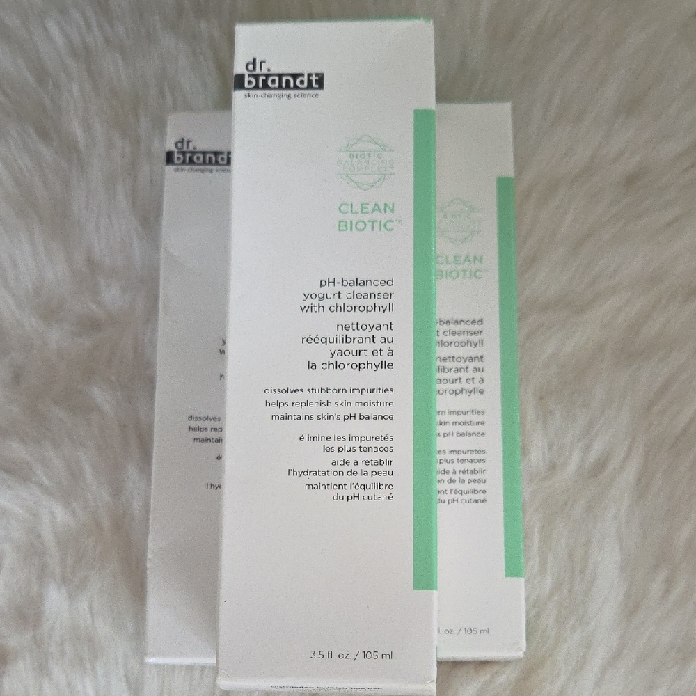 3 Pcs Dr. Brandt Clean Biotic 3.5 oz Yogurt Cleanser - White and Green